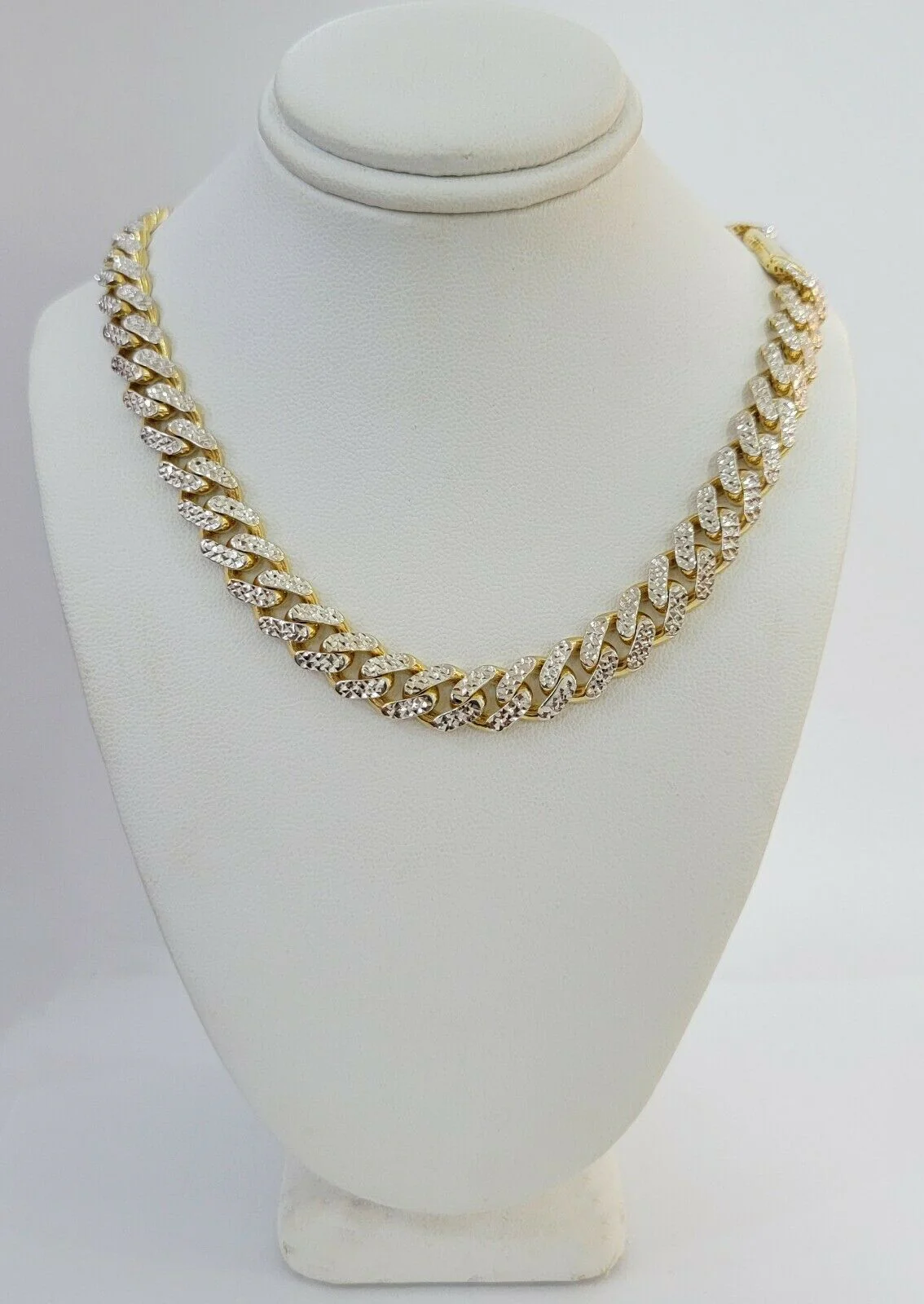 10k Gold Monaco Chain Necklace 10mm 22" Two-tone Diamond Cut REAL 10kt Gold SALE - Image 5