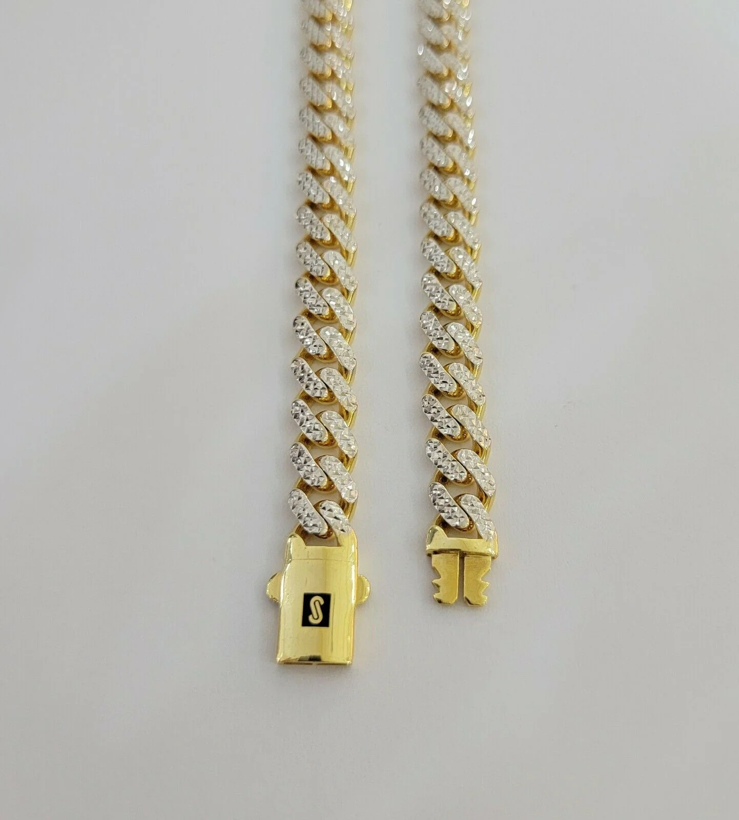 10k Gold Monaco Chain Necklace 10mm 22" Two-tone Diamond Cut REAL 10kt Gold SALE - Image 7