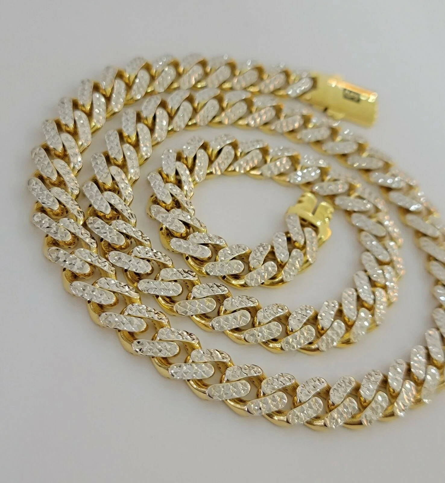 10k Gold Monaco Chain Necklace 9mm 24" Two-tone Diamond Cut REAL 10kt Gold SALE - Image 3