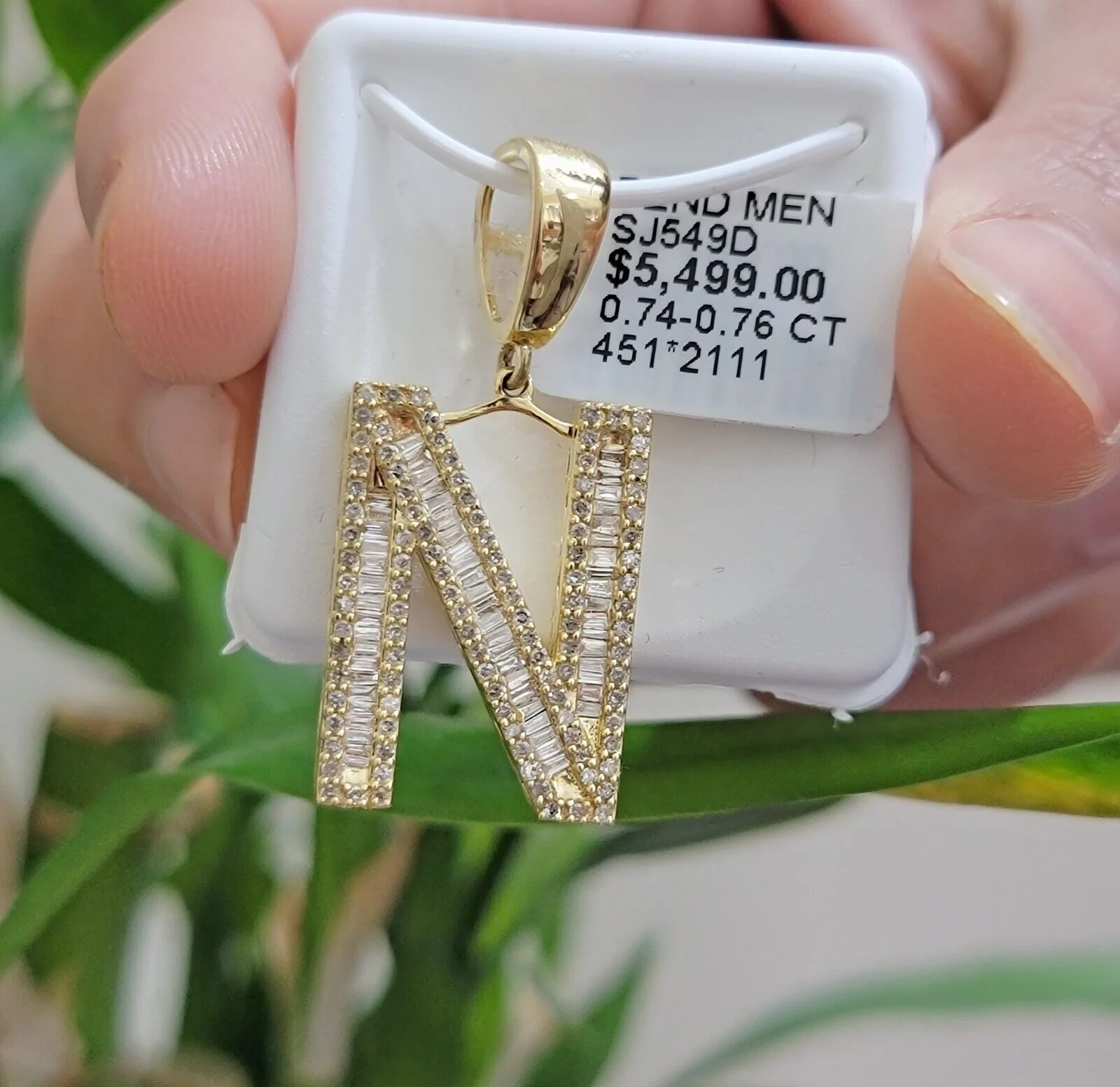 10k Gold Pendant Initial Charm Natural Diamond A-Z Alphabet Baguette & Round Dia - Image 29