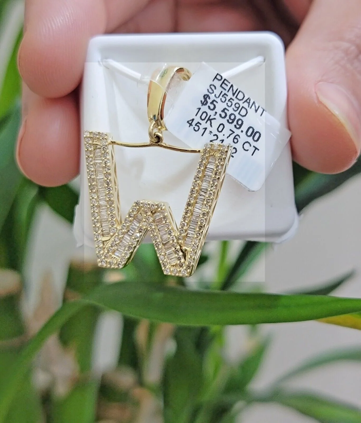 10k Gold Pendant Initial Charm Natural Diamond A-Z Alphabet Baguette & Round Dia - Image 30