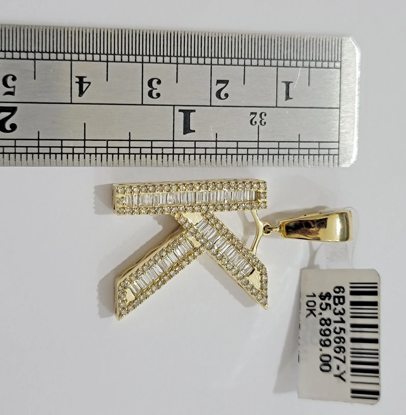 10k Gold Pendant Initial Charm Natural Diamond A-Z Alphabet Baguette & Round Dia - Image 32