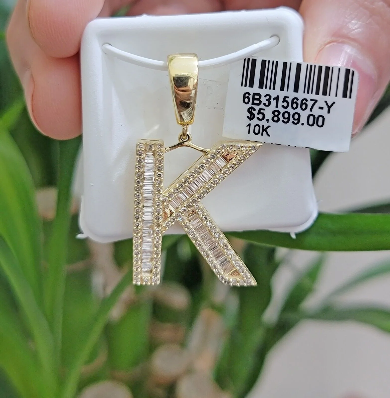 10k Gold Pendant Initial Charm Natural Diamond A-Z Alphabet Baguette & Round Dia - Image 5