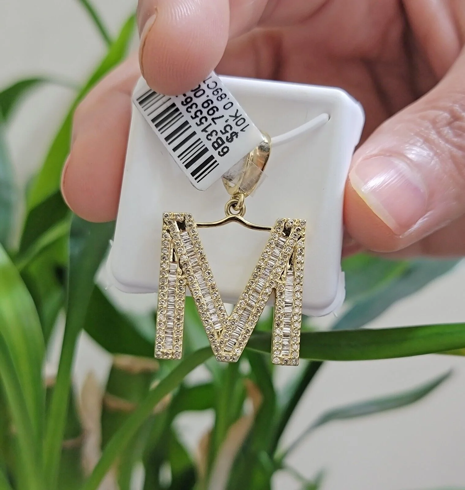 10k Gold Pendant Initial Charm Natural Diamond A-Z Alphabet Baguette & Round Dia - Image 7