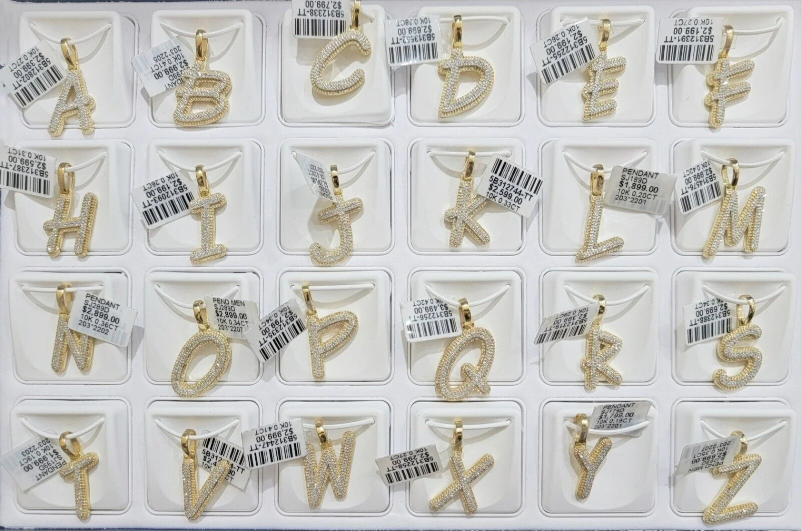 10k Gold Pendant Natural Diamond Initial Charm A-Z Alphabet 10K Yellow Gold REAL - Image 2
