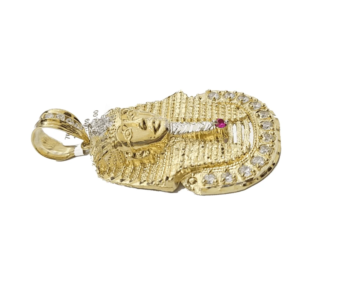10k Gold Pharaoh Head Charm Rope Chain Necklace 8mm 28'' Set & Pendant 10kt REAL - Image 9