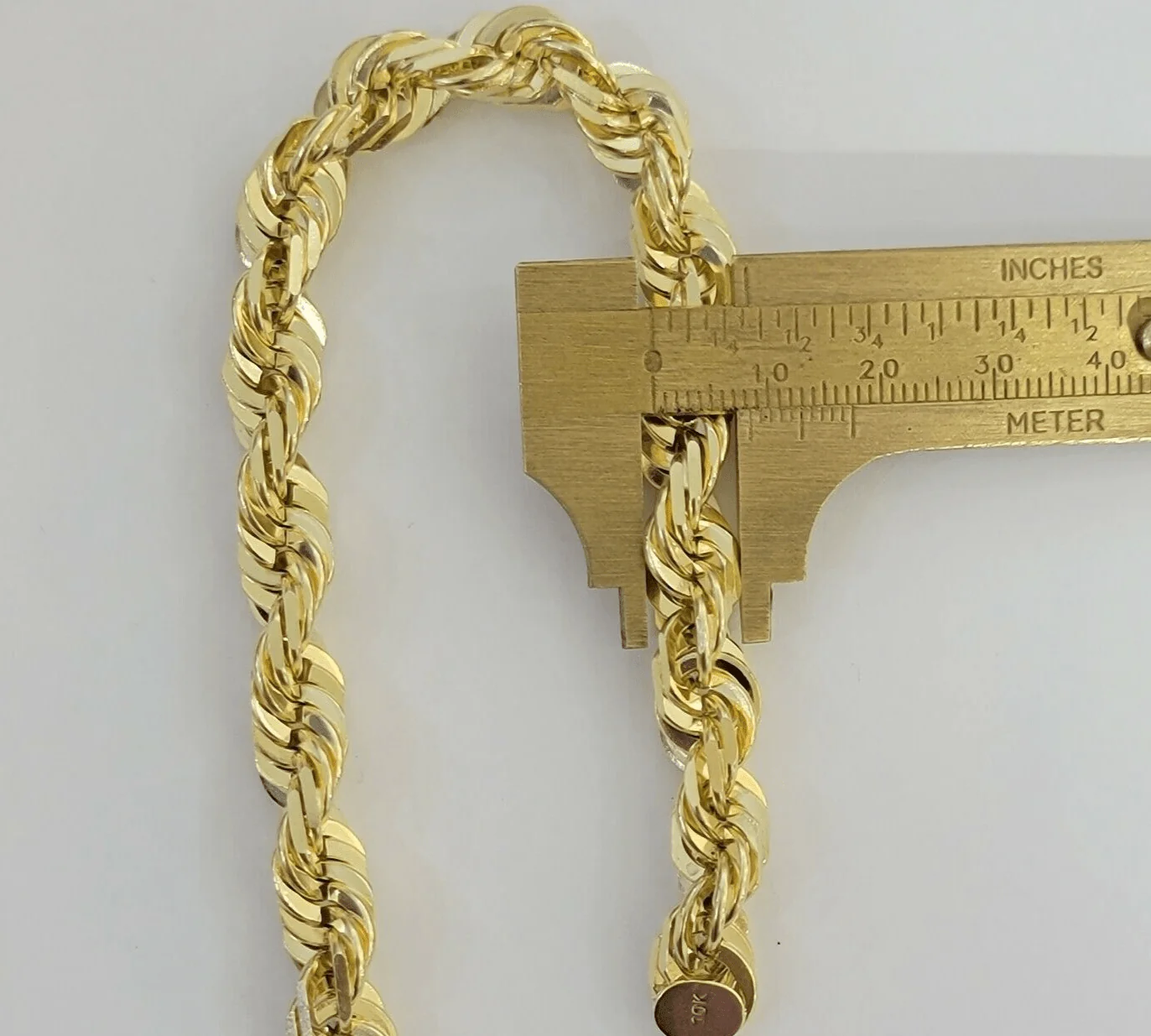 10k Gold Rope Bracelet 9 Inch 10mm Diamond Cuts Real Solid Link 10KT Yellow Gold - Image 4