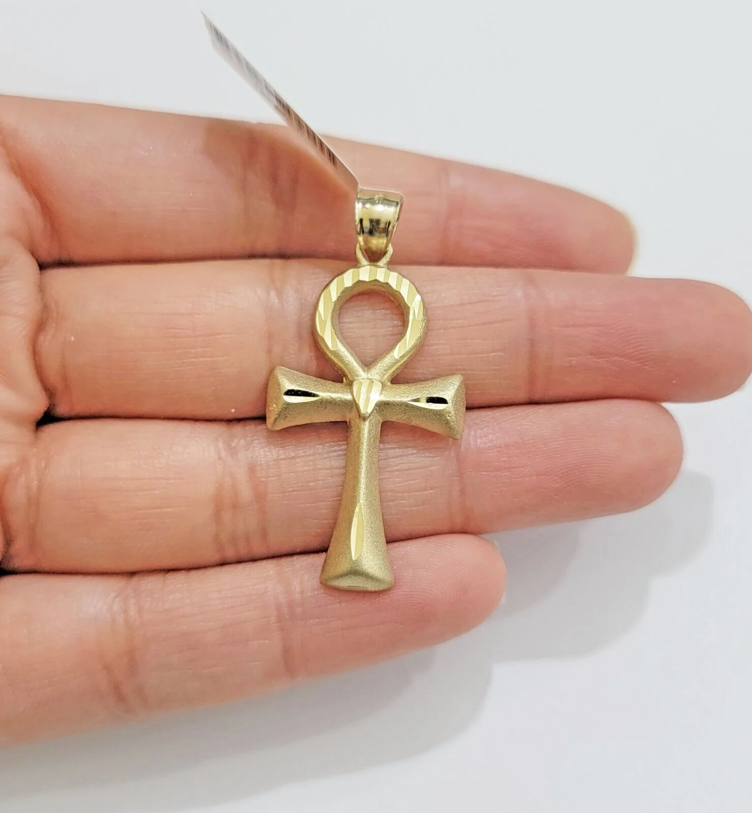 10k Gold Rope Chain Ankh Cross Charm Pendant Set 18" Inch 3mm Necklace, REAL SET - Image 3