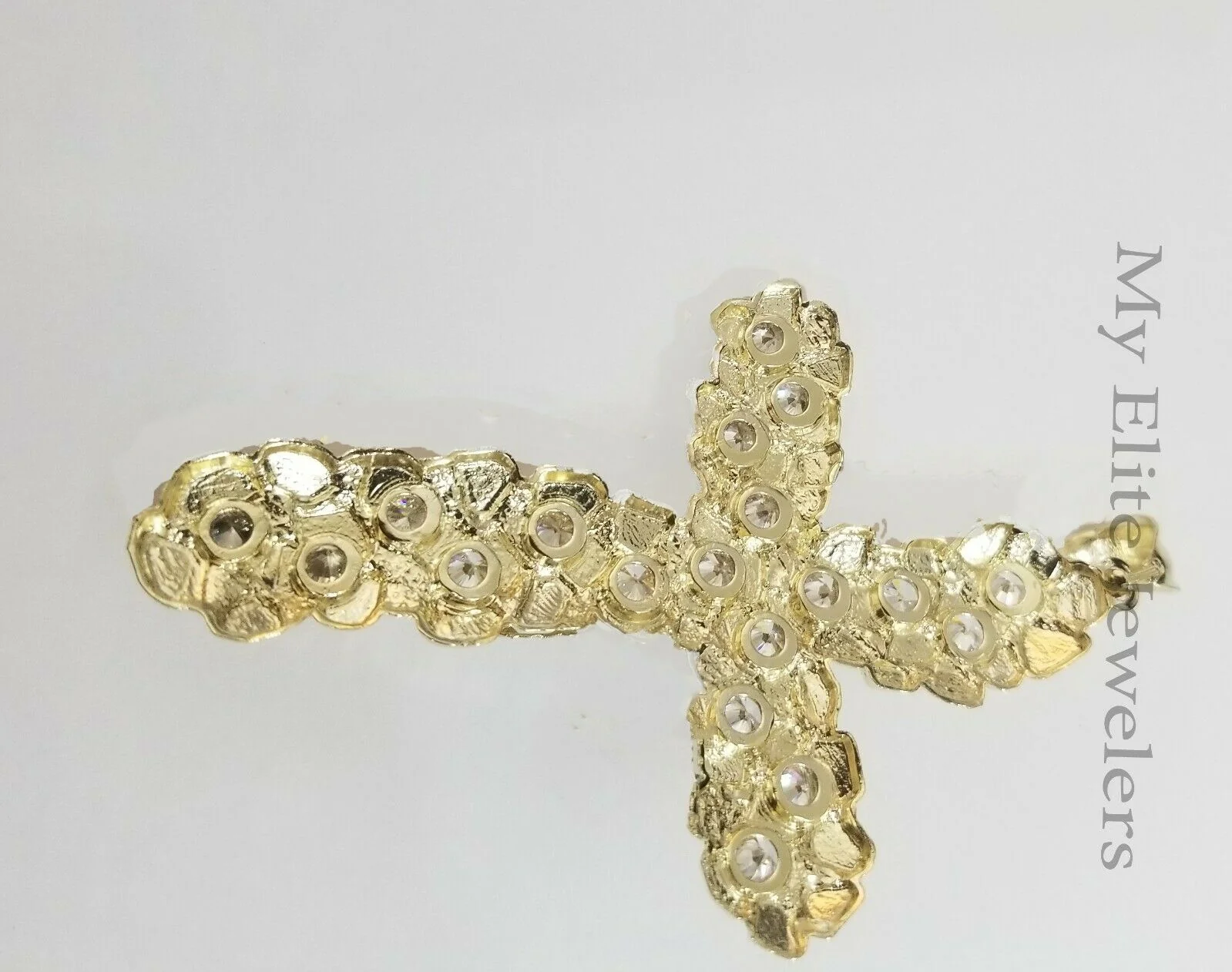 10k Gold Rope Chain & Cross Charm Pendant Mens 10kt Yellow Gold 8mm 24" Necklace - Image 6