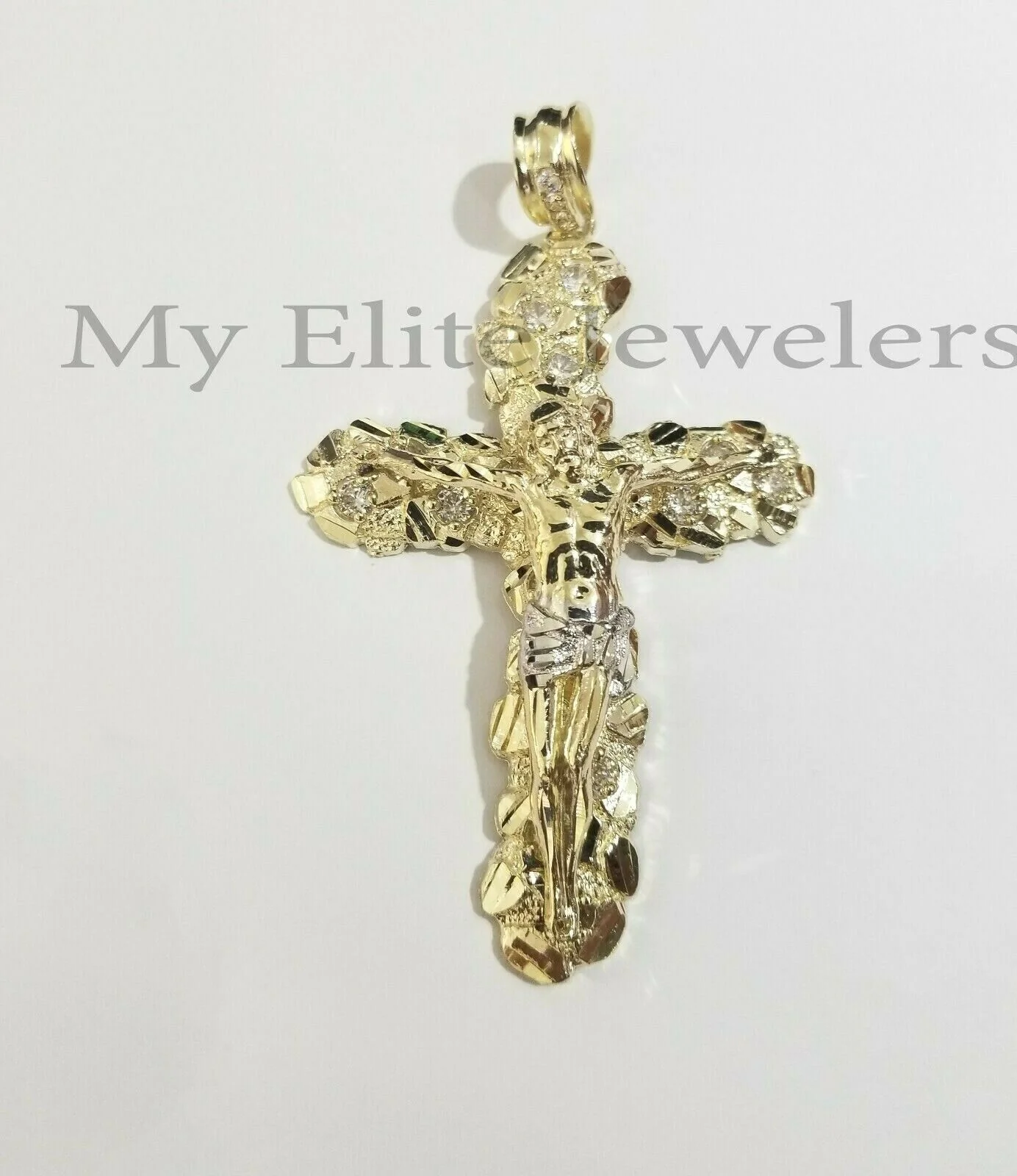 10k Gold Rope Chain & Cross Charm Pendant Mens 10kt Yellow Gold 8mm 26" Necklace - Image 7