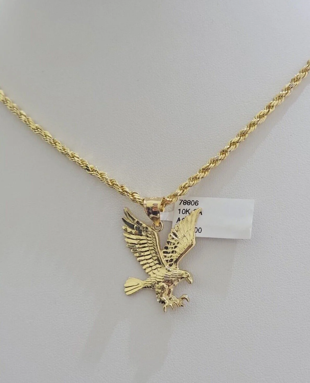 10k Gold Rope Chain Eagle Charm Pendant Set 22'' Inches 3mm Necklace REAL SALE - Image 14