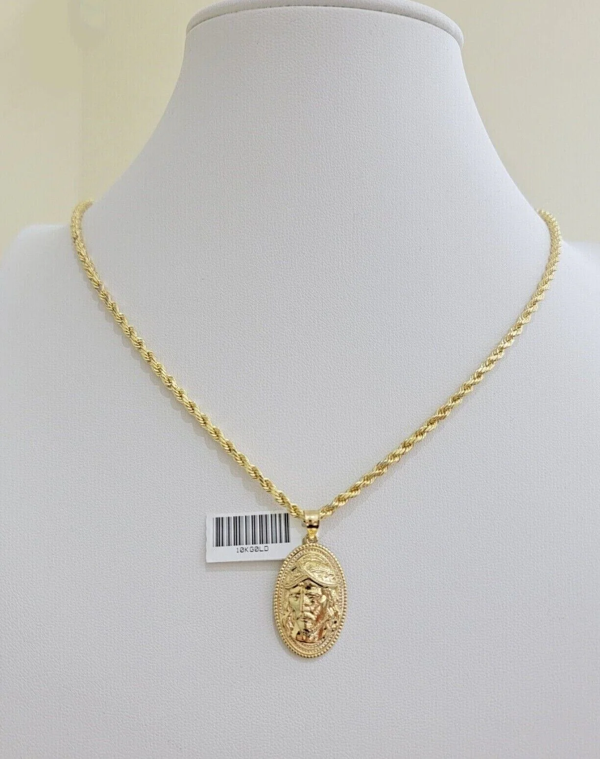 10k Gold Rope Chain Jesus Head Charm Pendant Set 22" Inch 3mm Necklace REAL SALE - Image 7