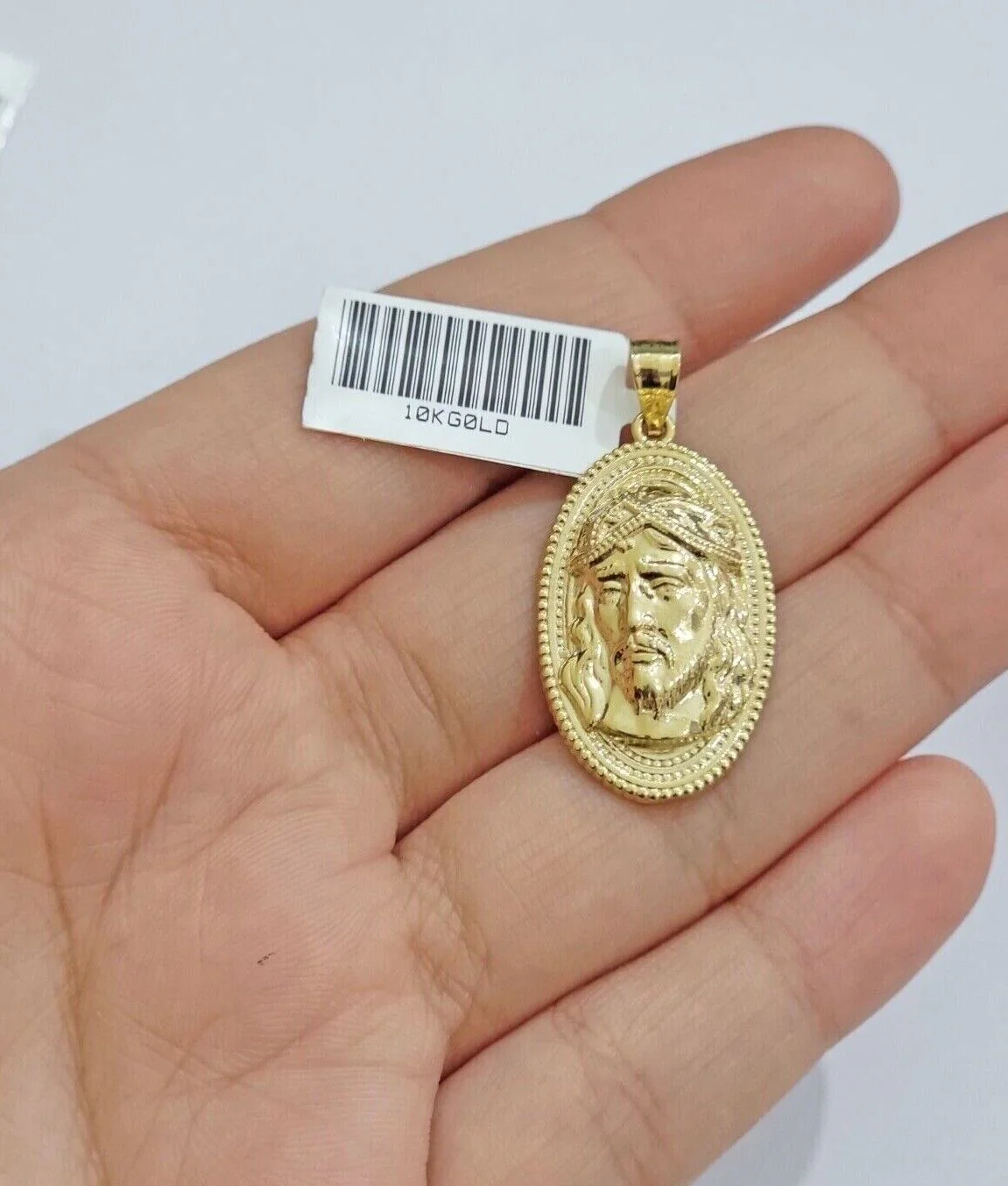 10k Gold Rope Chain Jesus Head Charm Pendant Set 22" Inch 3mm Necklace REAL SALE - Image 8