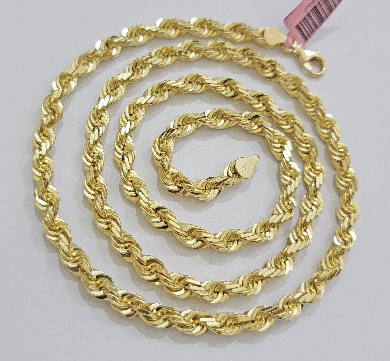 10k Gold Rope Chain Necklace 6mm 24 Inch SOLID Mens 10kt Yellow Gold Strong,REAL - Image 5