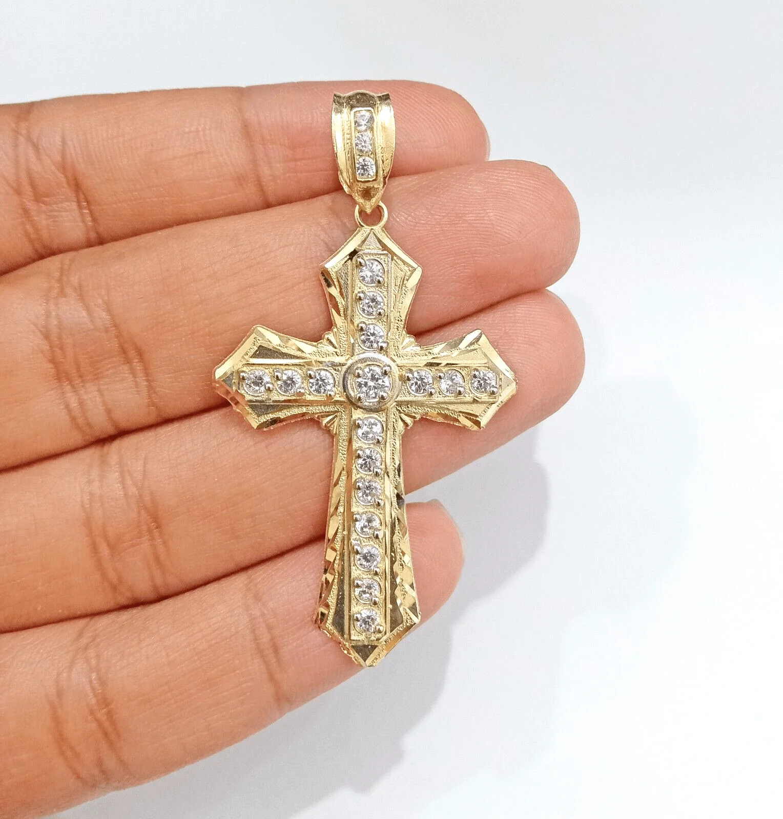 10k Gold Rope Chain Necklace & Cross Charm Pendant Set 28" inch 5mm, REAL 10kt - Image 3