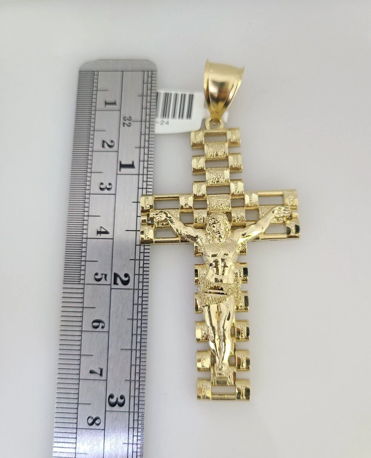 10k Gold Solid Cuban Curb Chain Necklace Jesus Cross Pendant Set 6mm 20"-30" - Image 6
