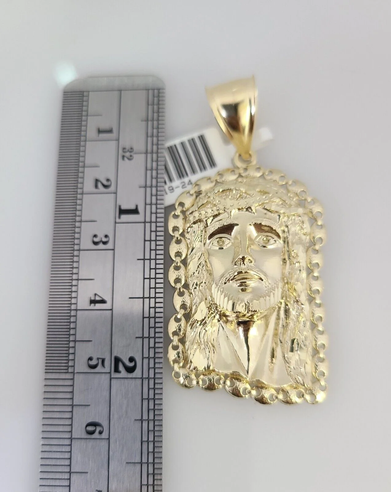 10k Gold Solid Cuban Curb Chain Necklace Jesus Head Pendant Set 6mm 20"-30" - Image 3