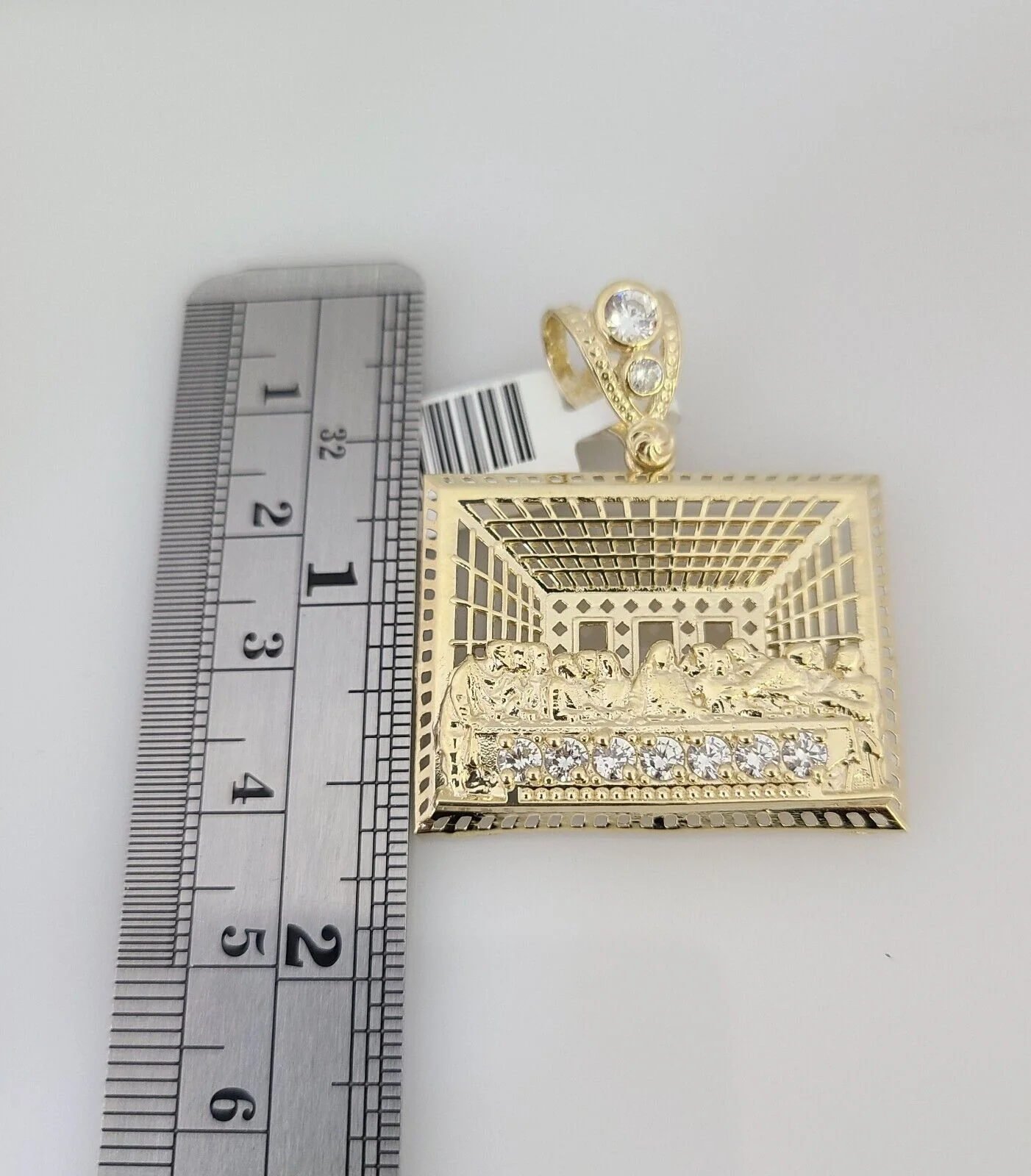 10k Gold Solid Cuban Curb Chain Necklace Last Supper Pendant Set 6mm 20"-30" - Image 5