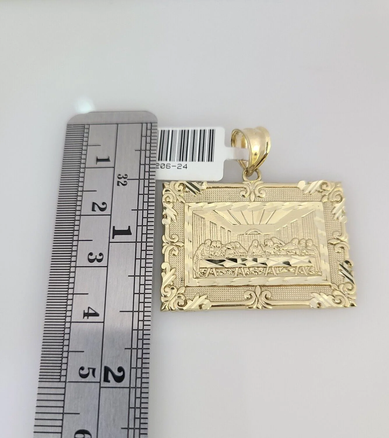 10k Gold Solid Cuban Curb Chain Necklace Last Supper Pendant Set 6mm 20"-30" - Image 6
