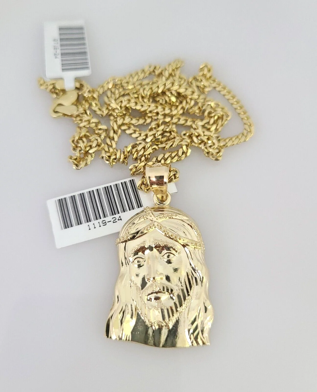 10k Gold Solid Miami Cuban Chain Necklace Jesus Head Pendant 2.5mm 18-24" Set - Image 5