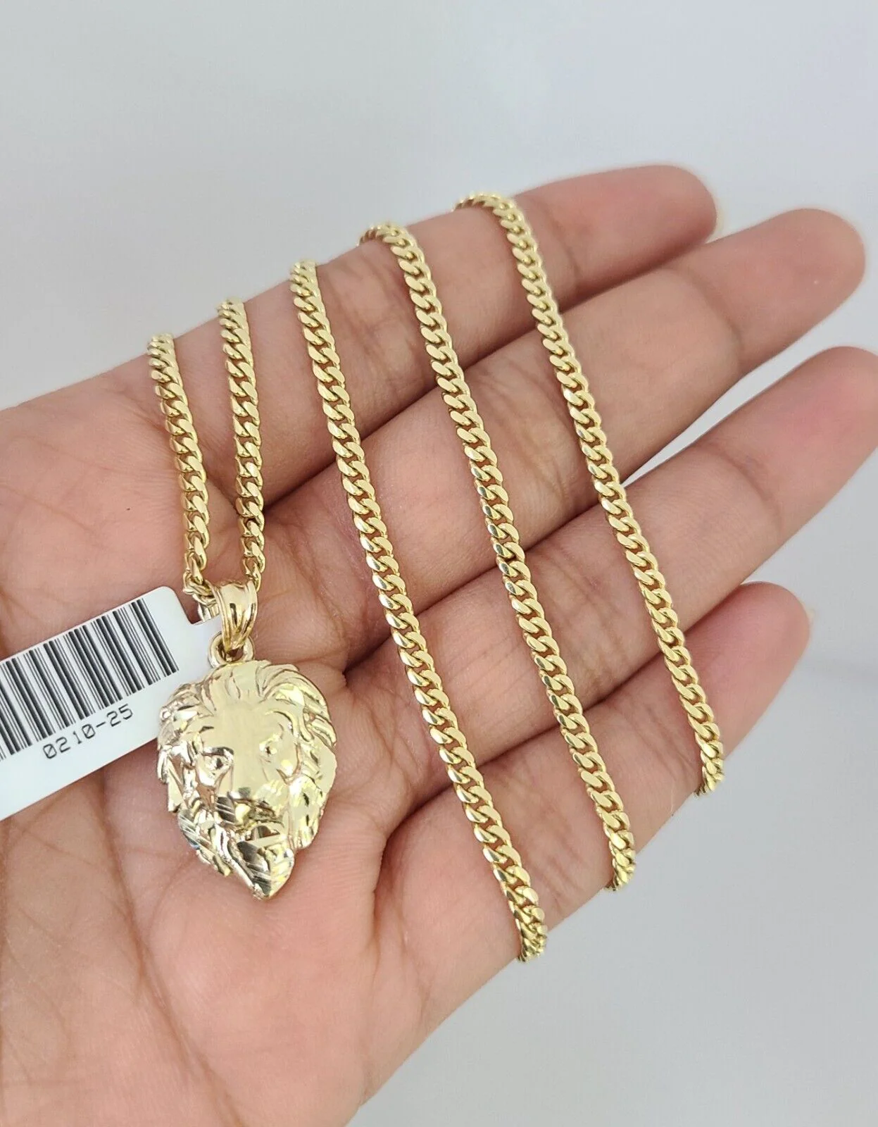 10k Gold Solid Miami Cuban Chain Necklace Roaring Lion Pendant 2.5mm 18-24" Set - Image 2
