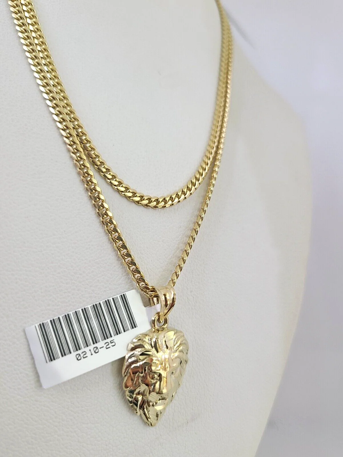 10k Gold Solid Miami Cuban Chain Necklace Roaring Lion Pendant 2.5mm 18-24" Set - Image 3