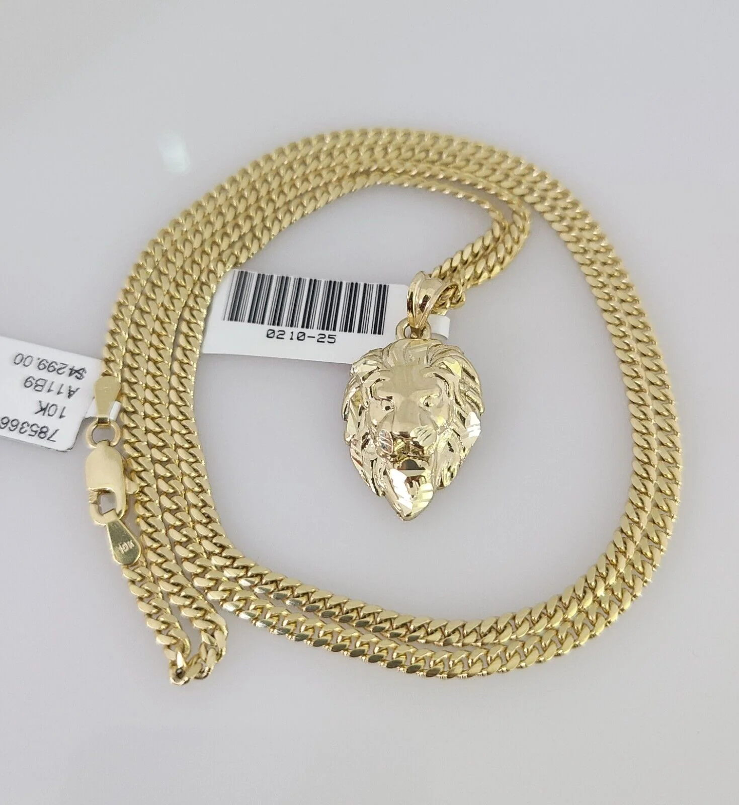10k Gold Solid Miami Cuban Chain Necklace Roaring Lion Pendant 2.5mm 18-24" Set - Image 5