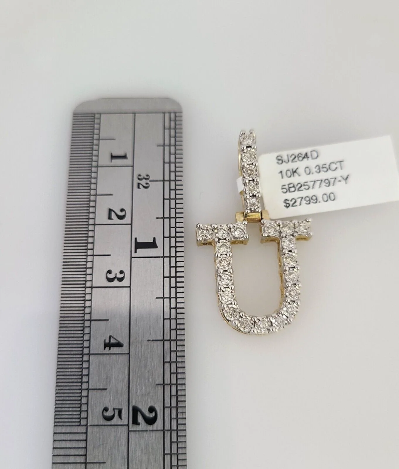 10k Gold Solid Miami Cuban Chain U Initial Diamond Pendant 2.5mm 18"-24" Set - Image 2