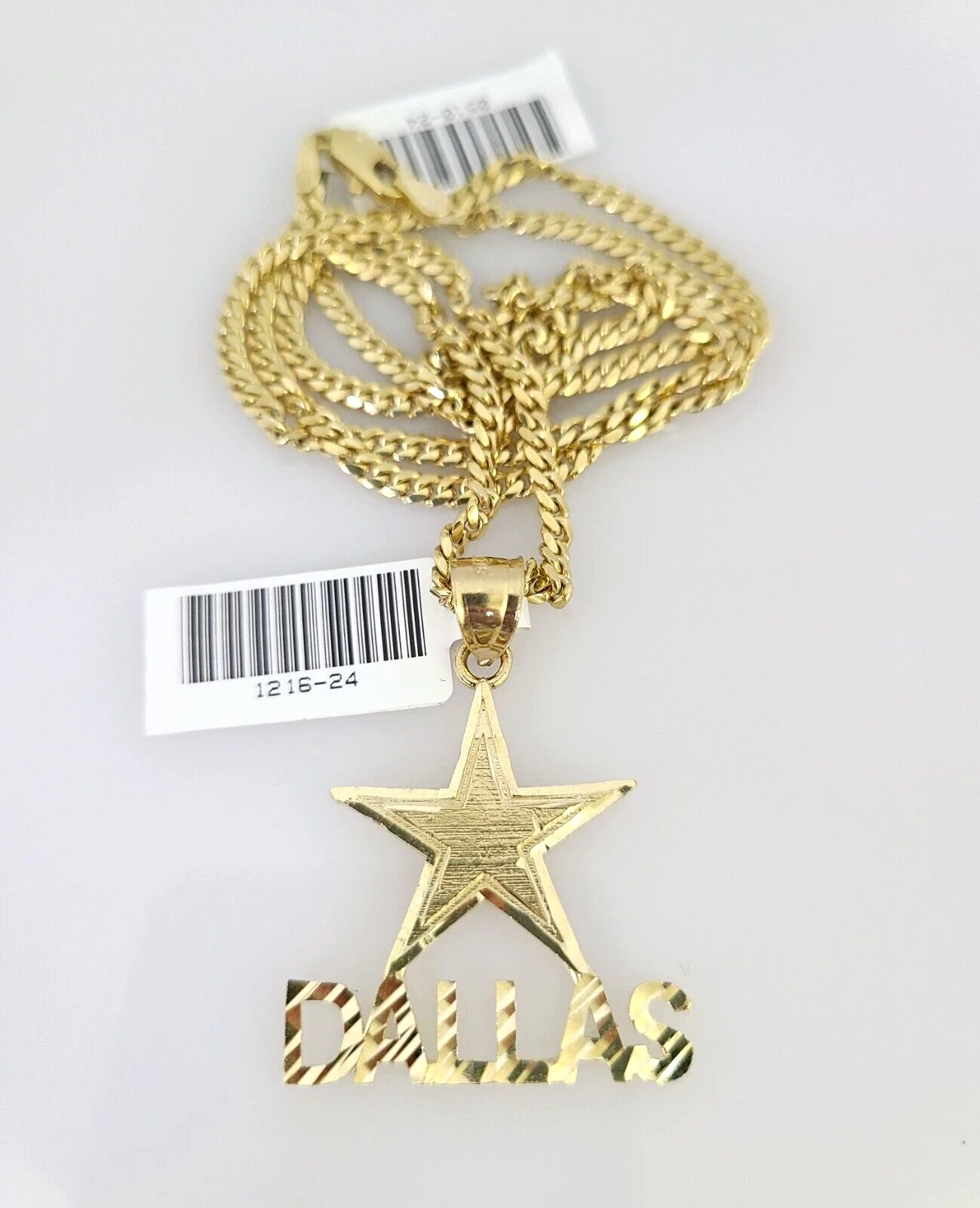 10k Gold Solid Miami Cuban Necklace Star Dallas Pendant 2.5mm 18-24" Chain Set