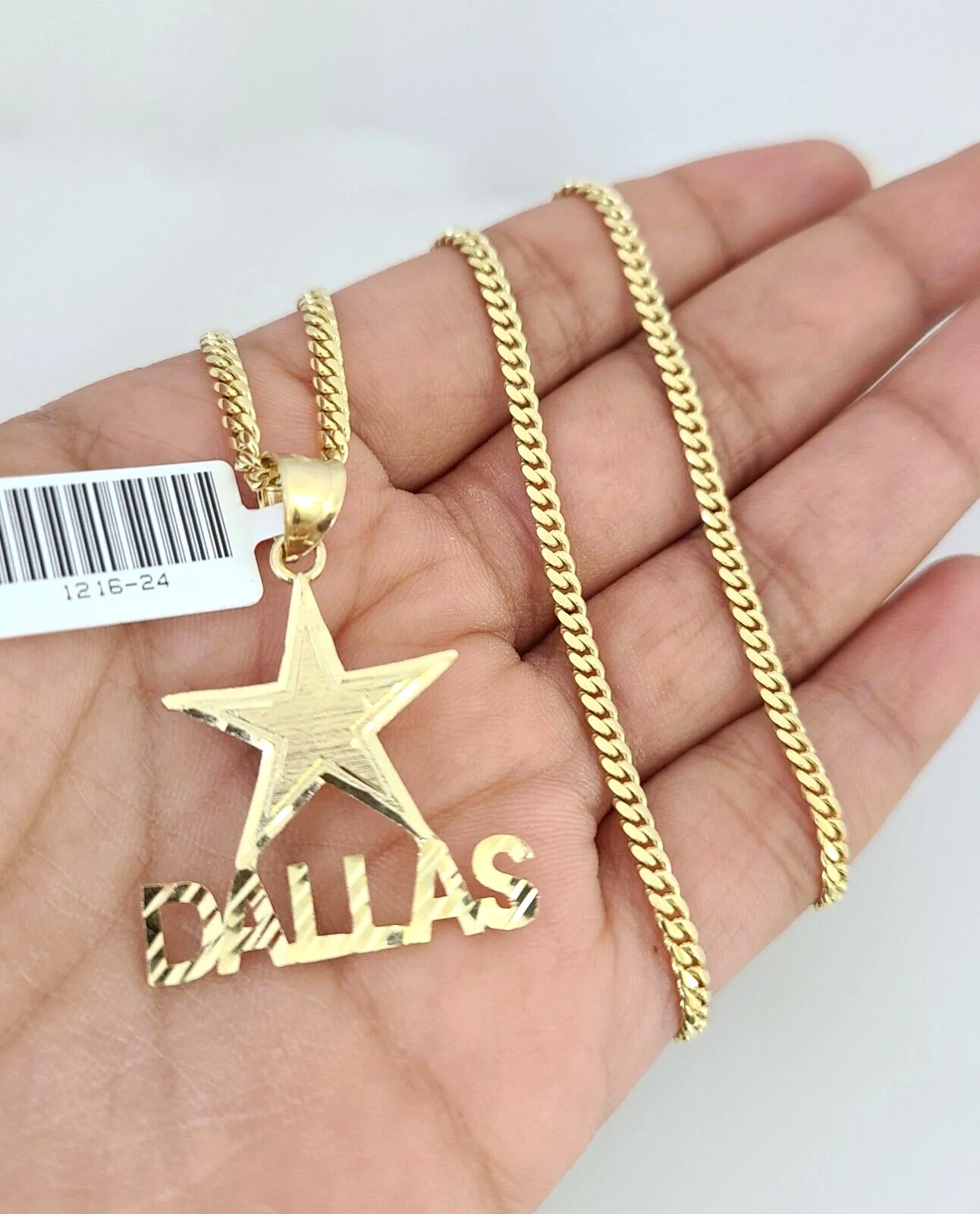 10k Gold Solid Miami Cuban Necklace Star Dallas Pendant 2.5mm 18-24" Chain Set - Image 4