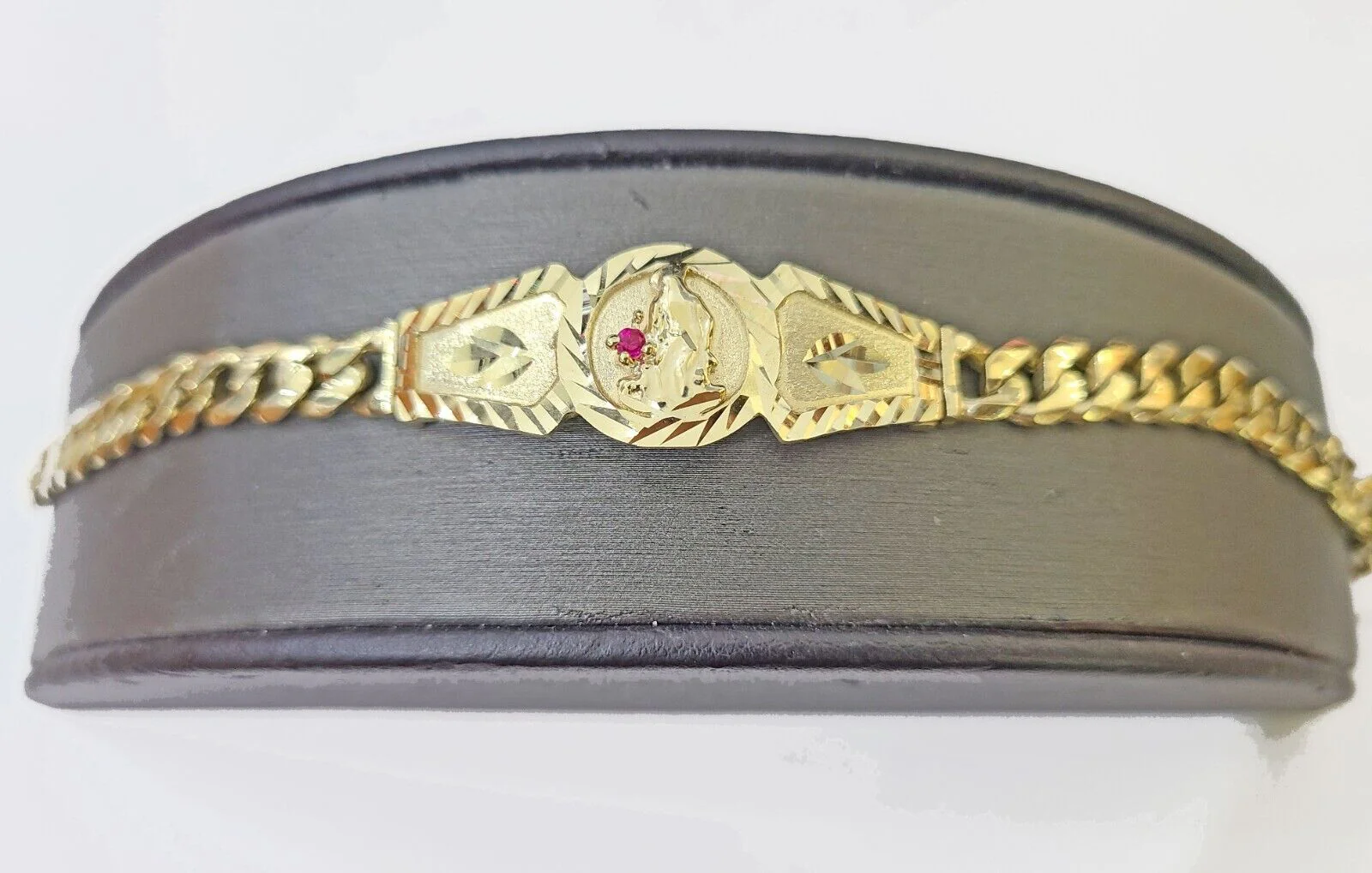 10k Gold St Lazaro Miami Cuban Bracelet Size 8" Inches 7mm 10kt Mens Ladies - Image 6