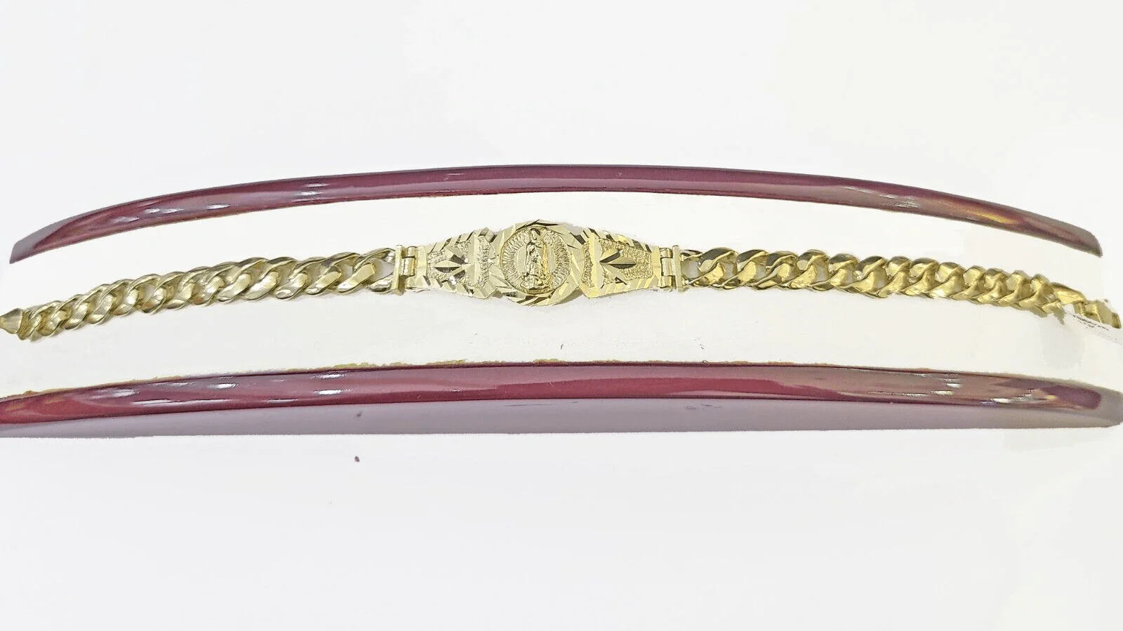 10k Gold Virgin Mary Miami Cuban Bracelet Size 8" Inches 7mm 10kt Mens Ladies - Image 4