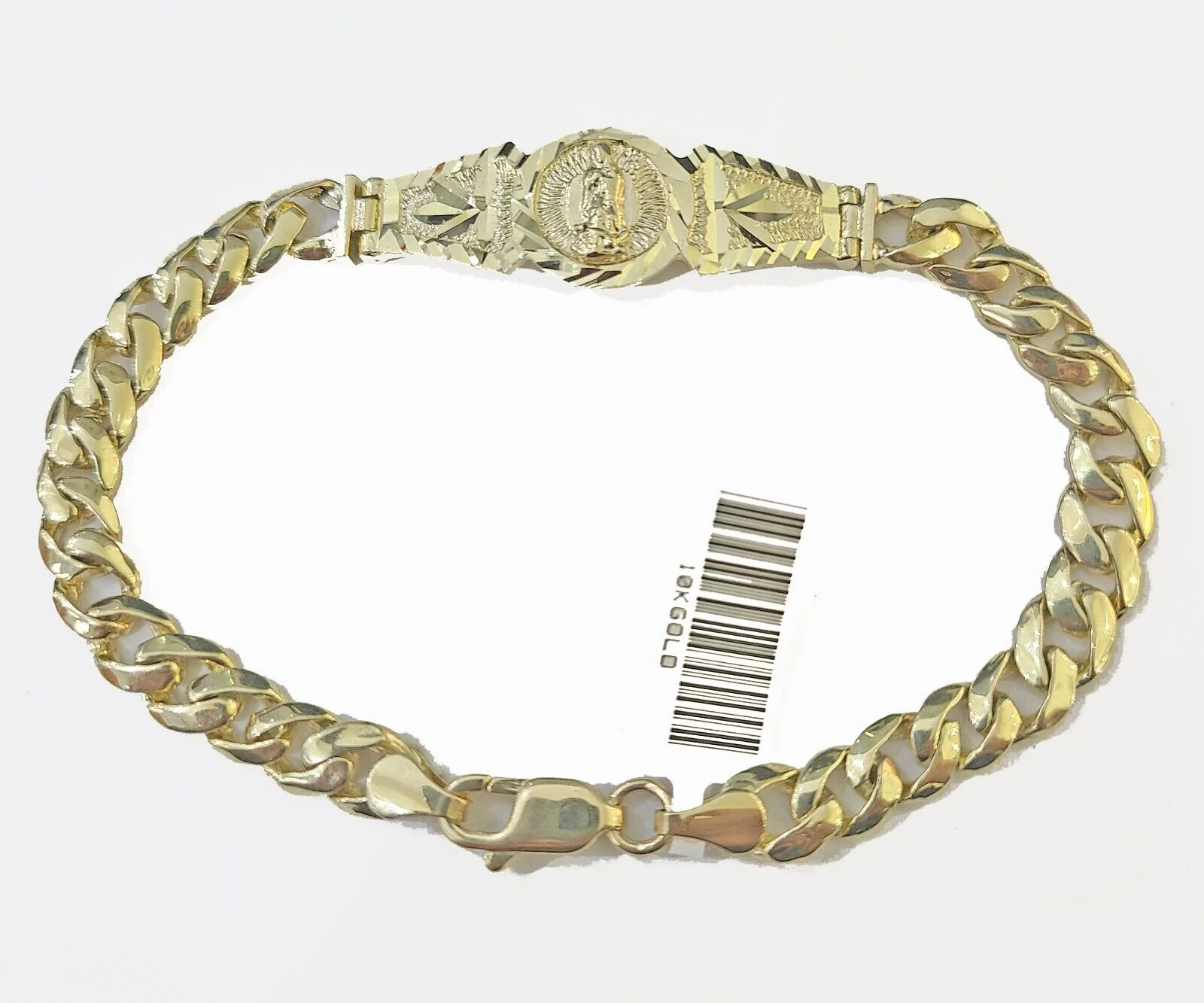 10k Gold Virgin Mary Miami Cuban Bracelet Size 8" Inches 7mm 10kt Mens Ladies - Image 5
