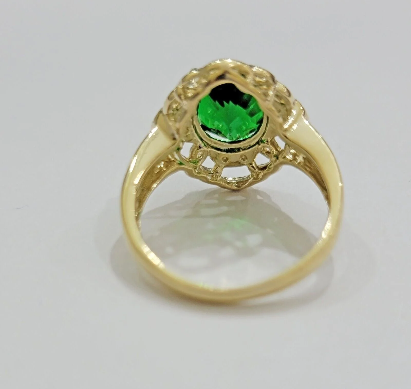10k Gold Women Ring Green Color Stone Ladies Band REAL 10KT Ring Sizes 6,7,8,9,10,11 & 12 - Image 5