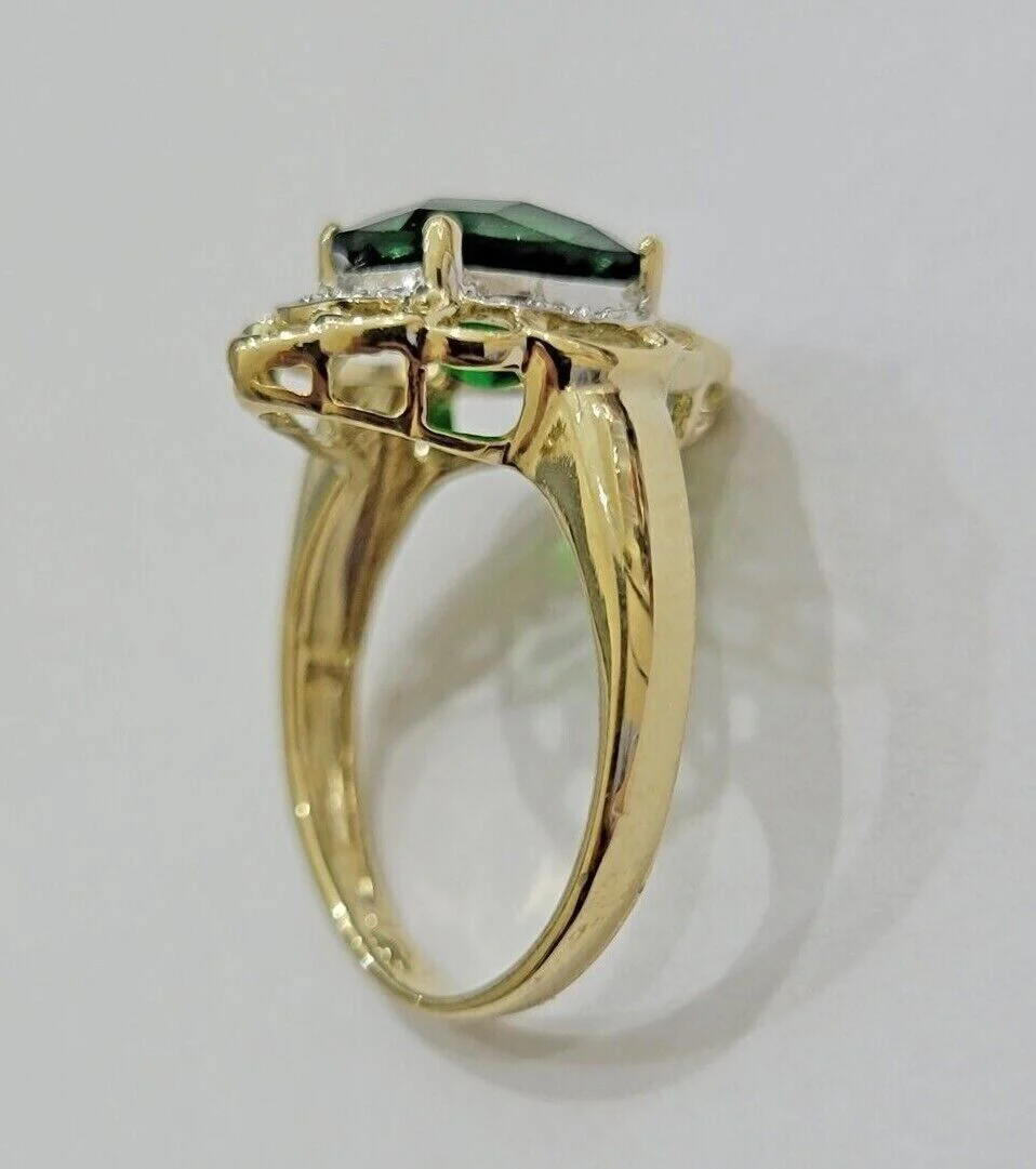 10k Gold Women Ring Green Color Stone Ladies Band REAL 10KT Ring Sizes 6,7,8,9,10,11 & 12 - Image 6