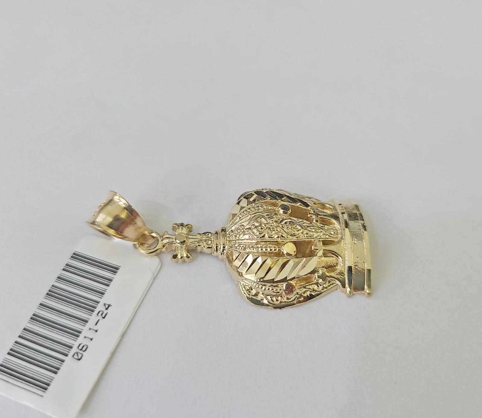 10K Imperial Crown Charm Pendant Real Yellow Gold 1.5" Inch 10kt (Resized 5mm) - Image 6