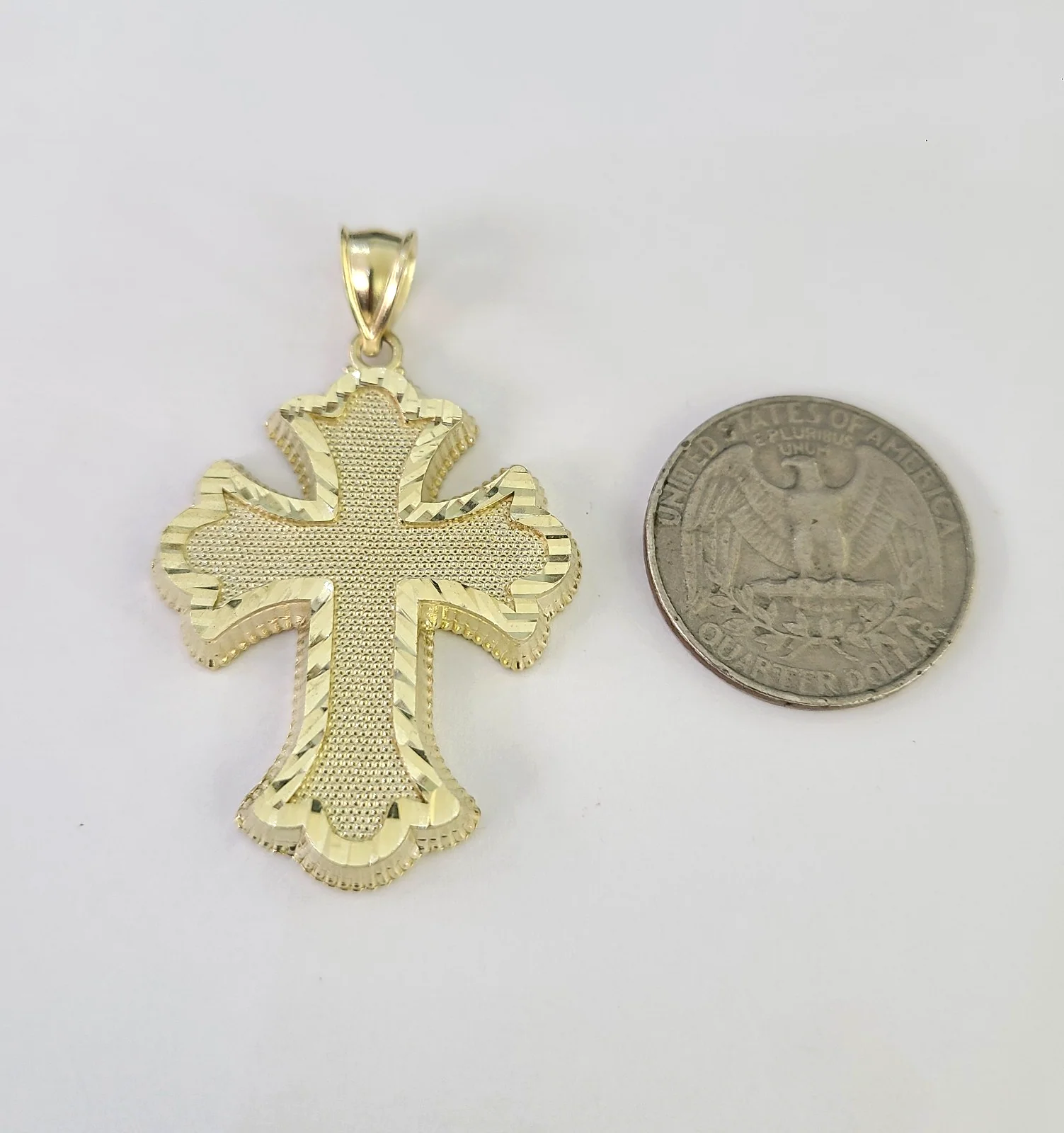 10k Jesus Cross Charm Miami Cuban Chain Pendant Set 5mm 18"28" Necklace Gold - Image 2