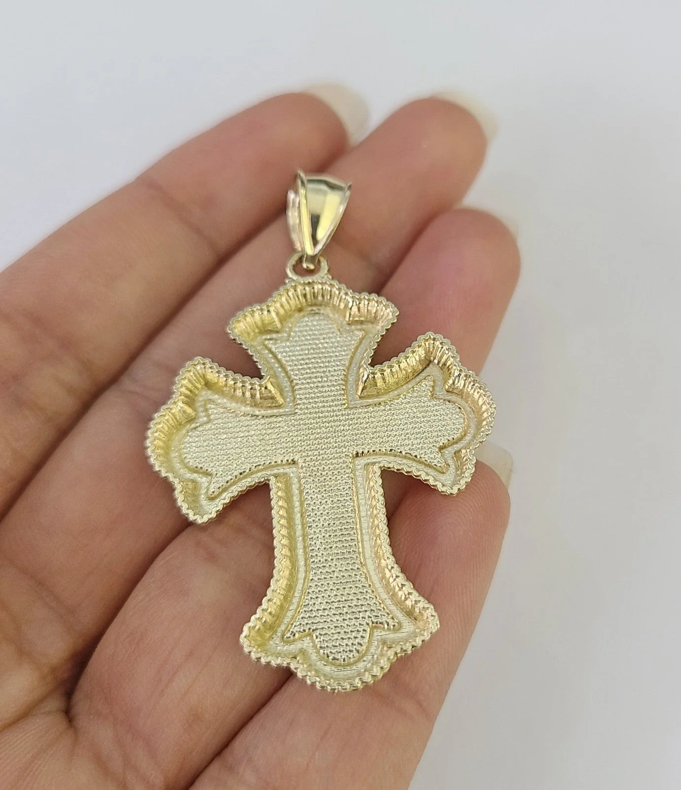 10k Jesus Cross Charm Miami Cuban Chain Pendant Set 5mm 18"28" Necklace Gold - Image 8