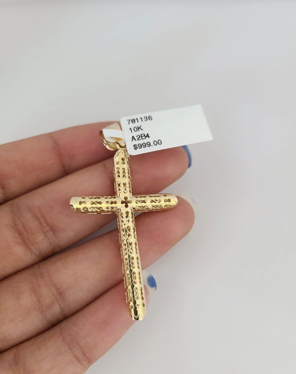 10k Jesus Cross Charm Pendant REAL 10Kt Religious Yellow Gold Genuine - Image 2