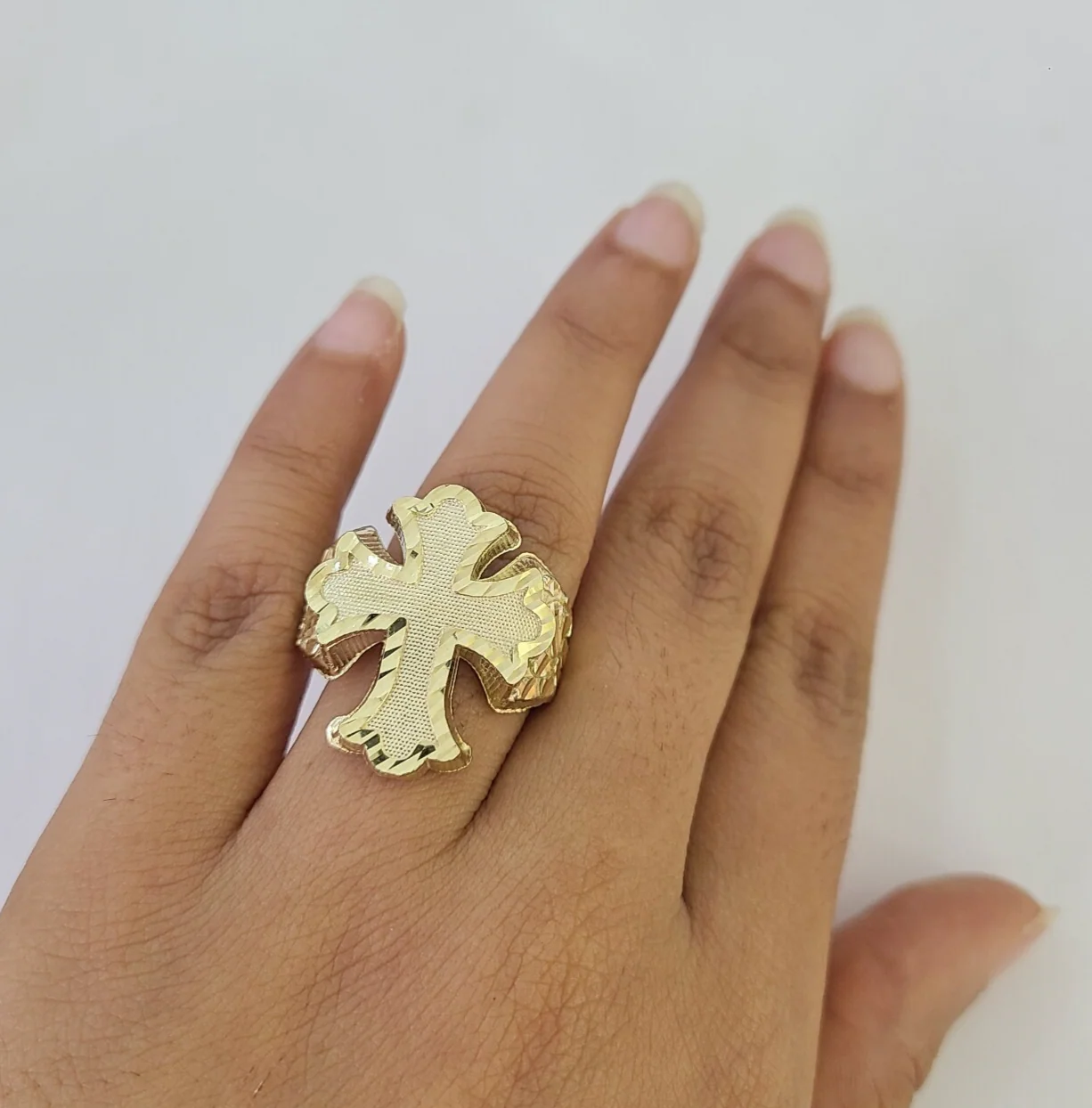 10k Jesus Cross Nugget Ring Casual Band Yellow Gold Genuine Brand New Religious All Sizes - Image 4
