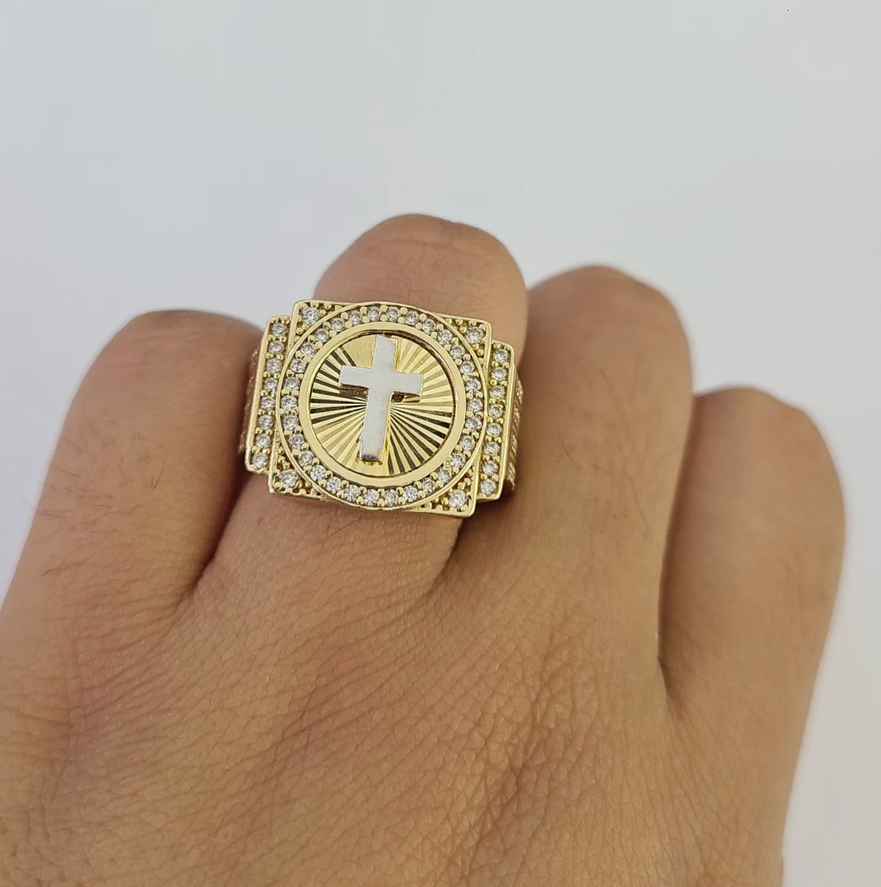 10k Jesus Cross Ring Casual Band Yellow Gold Genuine Brand New Religious All Sizes - Image 3
