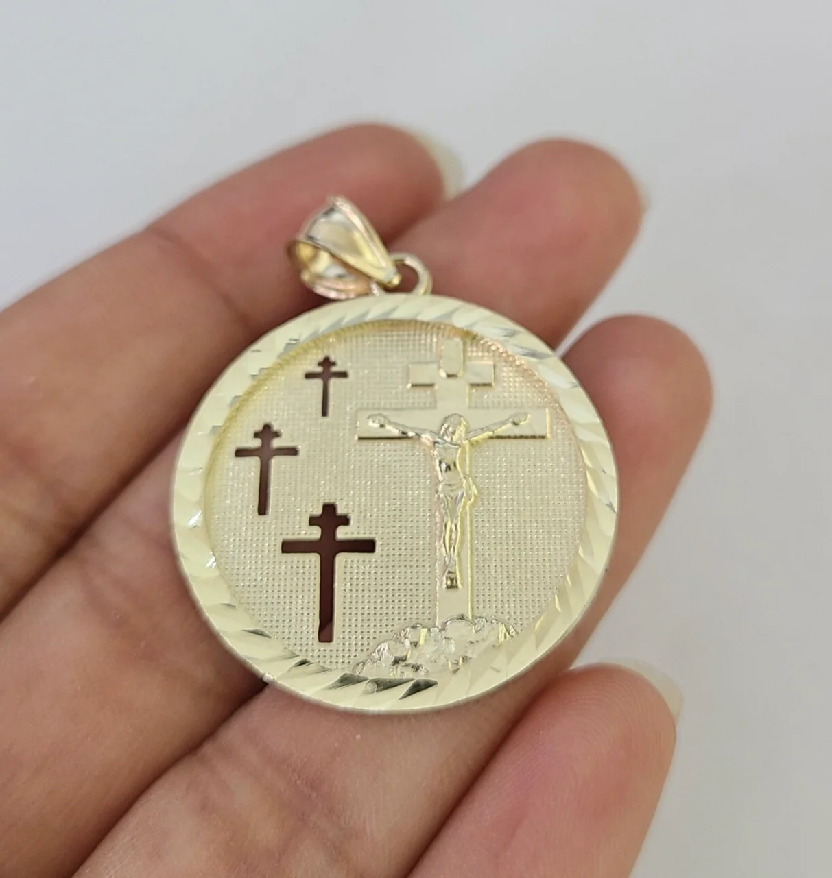 10k Jesus Crucifix Charm Pendant Medallion Religious REAL 10Kt Yellow Gold Real