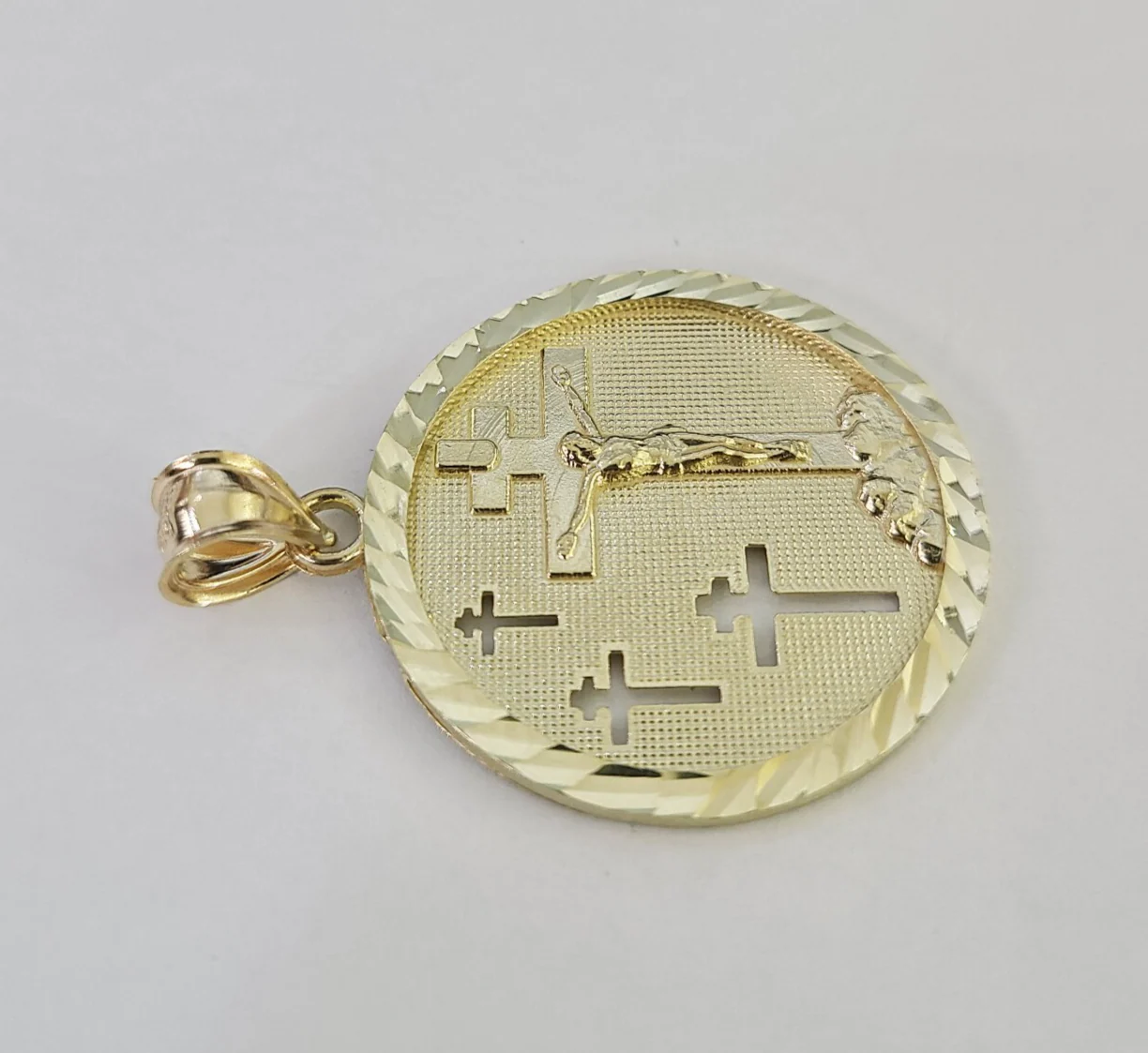 10k Jesus Crucifix Charm Pendant Medallion Religious REAL 10Kt Yellow Gold Real - Image 3