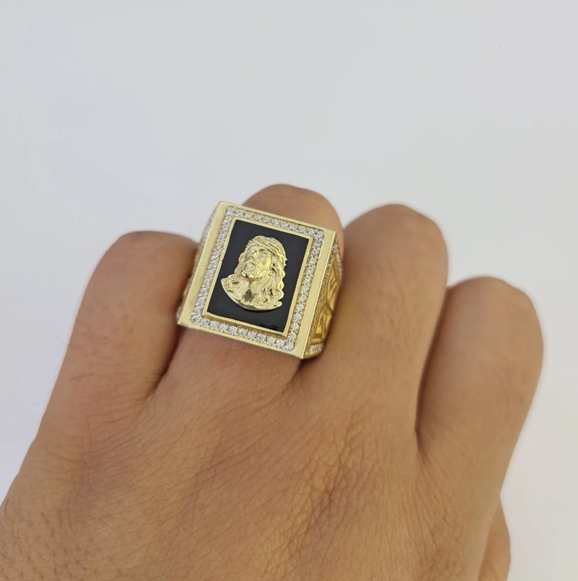 10k Jesus Head Ring Casual Band Yellow Gold Genuine Brand New Religious All Sizes