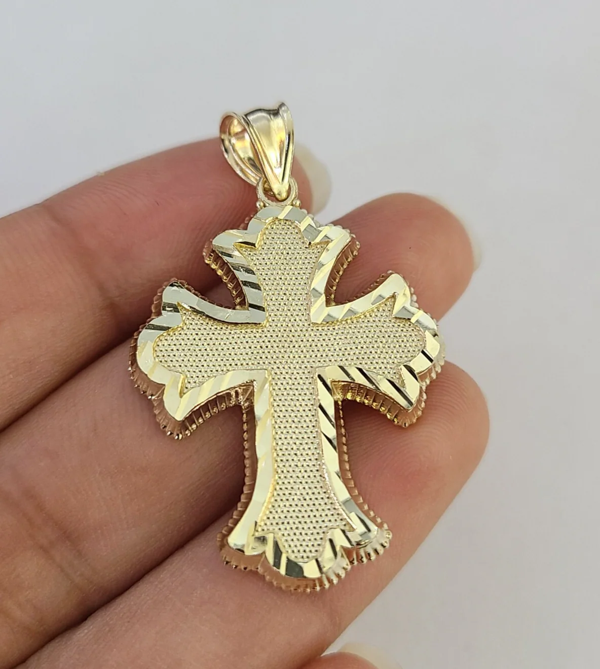 10k Jesus Roman Cross Charm Pendant Religious REAL 10Kt Yellow Gold - Image 2