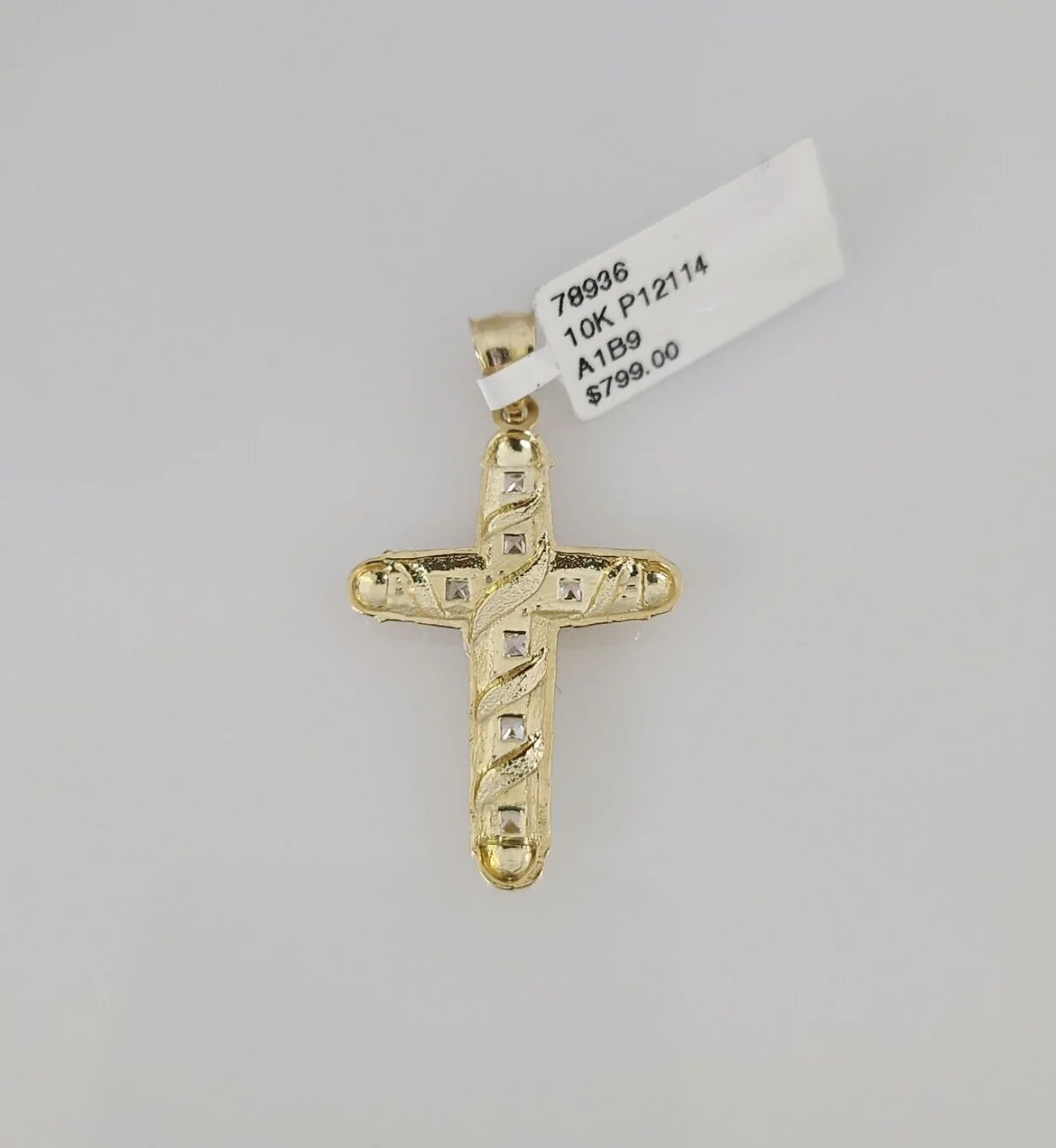 10k Jesus Spiral Cross Charm Pendant REAL 10Kt Religious Yellow Gold Genuine - Image 2