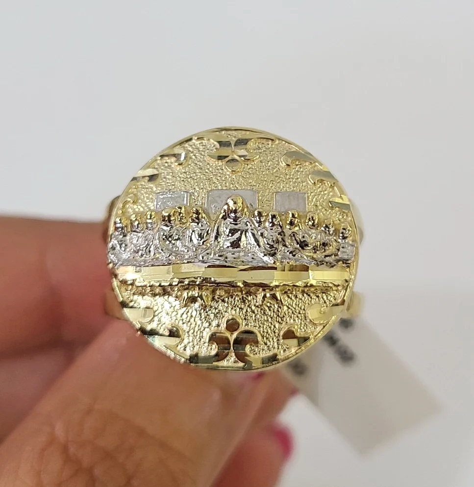 10k Last Supper Ring Yellow Gold Men Real Genuine All Sizes - Image 3
