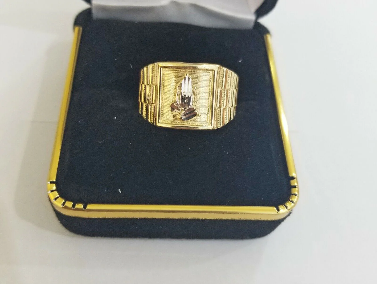 10k Men Yellow Gold prying hand Ring Sizable casual Square 10kt All Sizes - Image 4