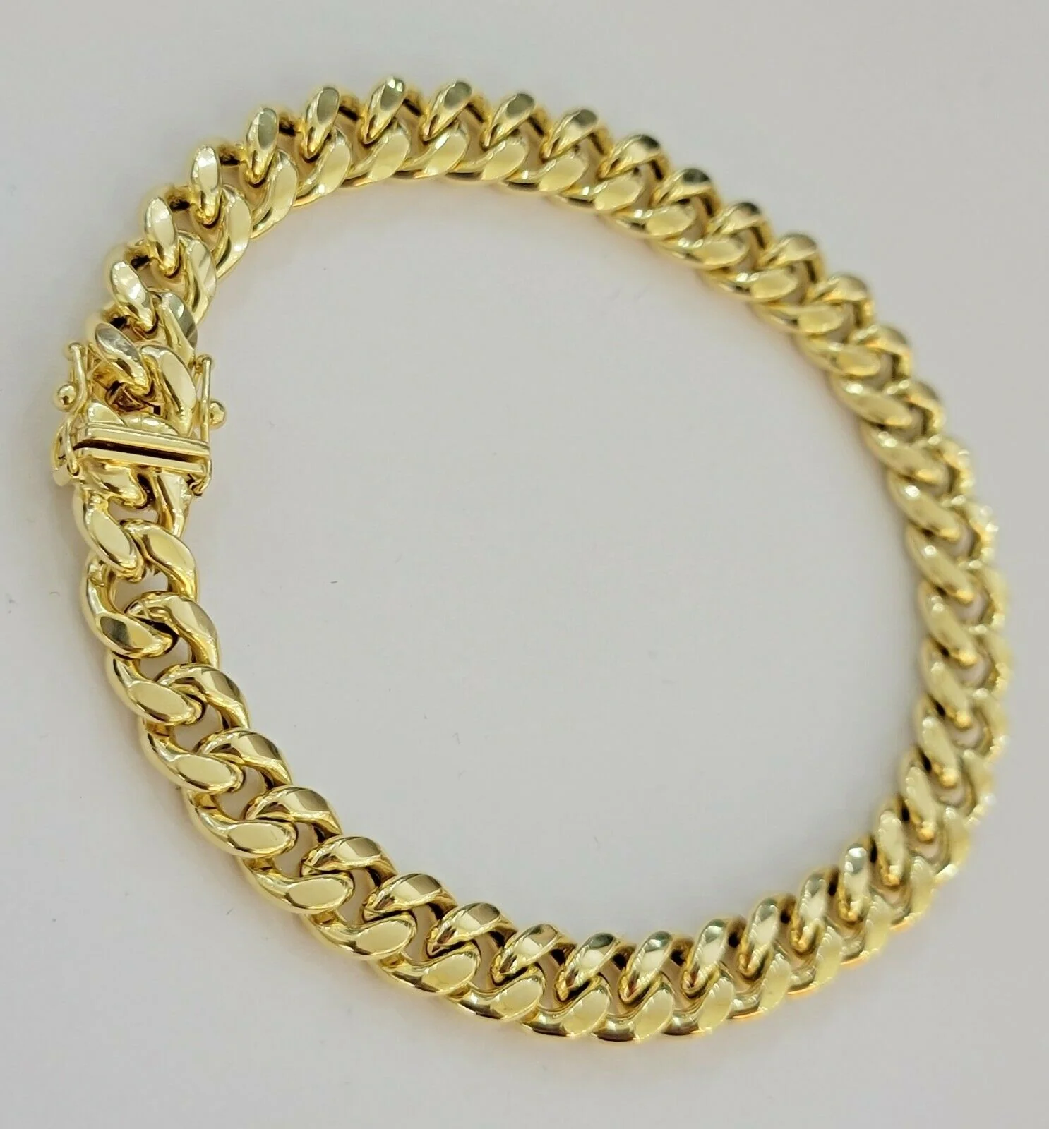 10K Men's Yellow Gold Miami Cuban Bracelet 8.5 Inches 9mm long Box Lock - Image 8