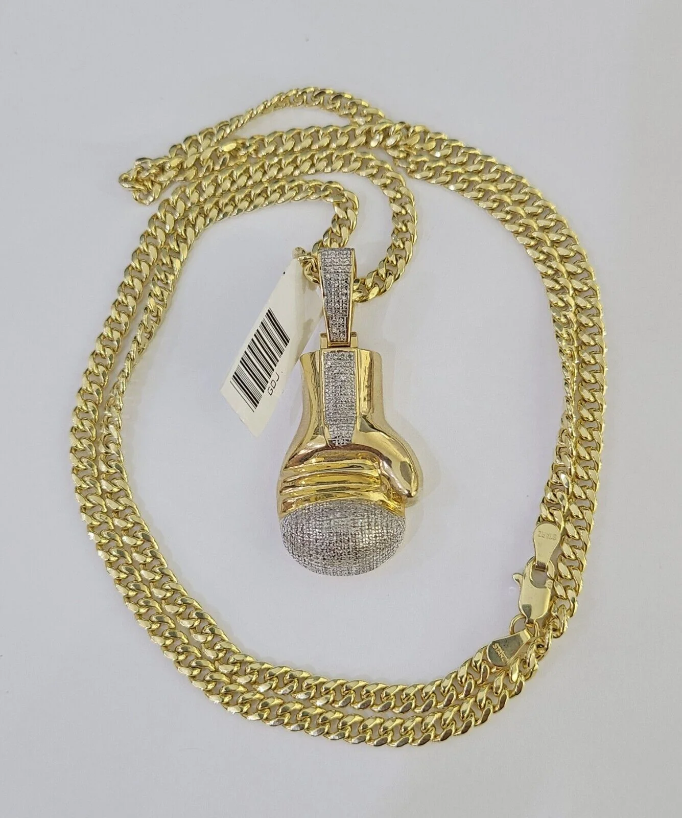 10k Miami Cuban Chain Boxing Glove Charm Set 4.5mm 20"-28" Necklace Pendant Gold - Image 6